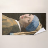 Fille avec une perle d'oreille-Johannes Vermeer Ar (Serviette de bain)