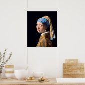Fille avec une perle oreille par Vermeer - Poster (Cuisine)