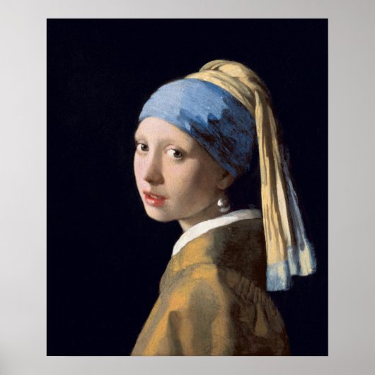 Fille avec une perle oreille par Vermeer - Poster (Devant)