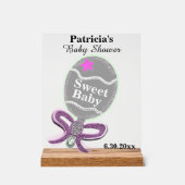 Fille Baby shower Argent Rose Rattle (Recto)