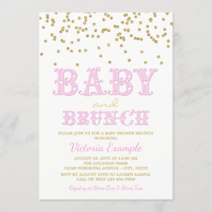 Fille Baby shower Brunch Bébé Douche Invitations