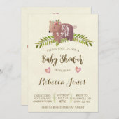fille baby shower invitation bois c'est une fille (Devant / Derrière)