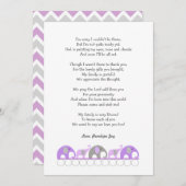 Fille baby shower merci notes avec poème (Devant / Derrière)