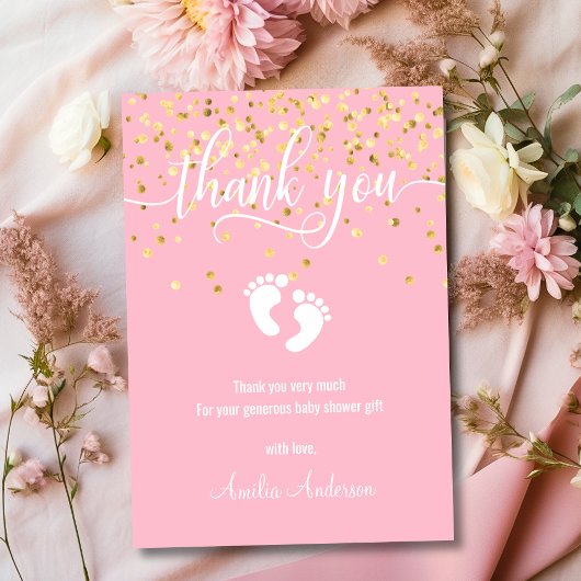 Fille Baby shower MERCI rose or | PHOTO