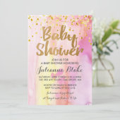 Fille Baby shower Moderne Aquarelle Invitation (Debout devant)