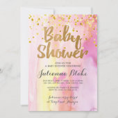 Fille Baby shower Moderne Aquarelle Invitation (Devant)