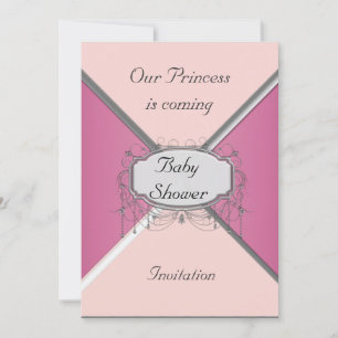 Fille Baby shower Party Pink Silver Invitation