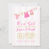 Fille Baby shower Vêtements Ligne Invitation (Devant)