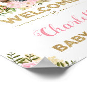 Fille Baby shower Woodland rose Affiche de bienven (Coin)