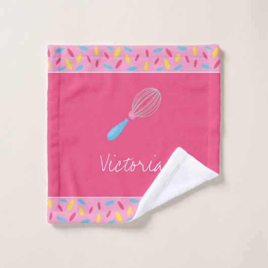 Fille Baker Cuisine rose Motif Chef Salle de bain (Gant de toilette)