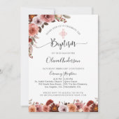 Fille Baptême Blush rose Floral Invitation (Devant)