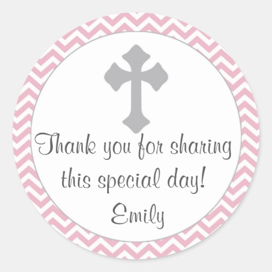 Fille Baptême Christening Favoriser Étiquette Rose (Devant)