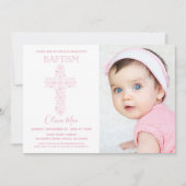 Fille Baptême, Invitation Christening avec Photo (Devant)