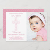 Fille Baptême, Invitation Christening avec Photo (Devant / Derrière)