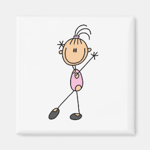 Fille Bâtonnets Gymnaste en Rose Magnets