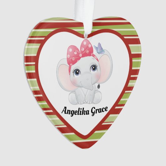 Fille bébé éléphant avec bow Nom personnalisé (devant)