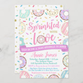 Fille Bébé Saupoudrer Invitation Donut Bébé Saupou (Devant / Derrière)