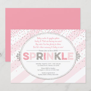 Fille bébé saupoudrer invitation invitation argent