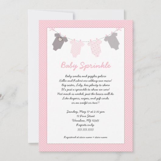 Fille bébé sprinkline invitation (Devant)