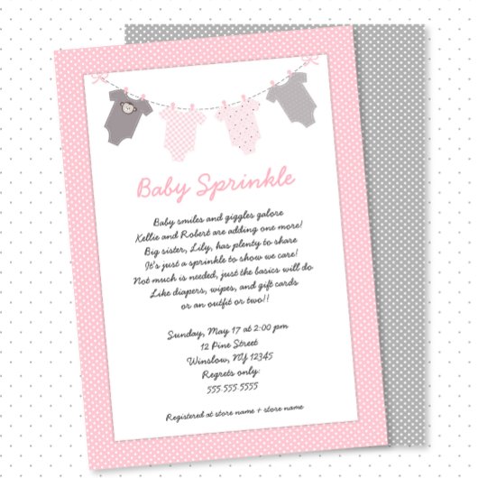 Fille bébé sprinkline invitation
