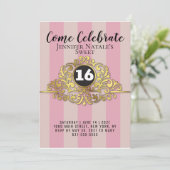 Fille Blanc Faux Gold Foil Sweet 16 Invitation (Debout devant)