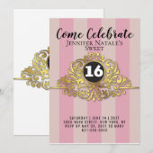 Fille Blanc Faux Gold Foil Sweet 16 Invitation (Devant / Derrière)