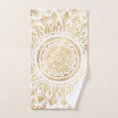 Fille Blanc Mandala Or Floral (Serviette à main)