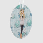 Fille blonde avec le chiot blanc (devant)