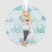 Fille blonde avec le chiot blanc (dos)