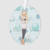 Fille blonde avec le chiot blanc (devant)