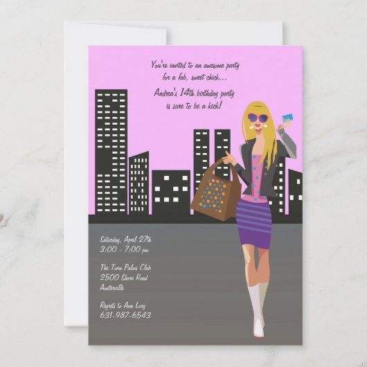 Fille Blonde Invitation au Shopping (Devant)