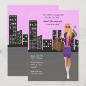 Fille Blonde Invitation Shopping (Devant / Derrière)