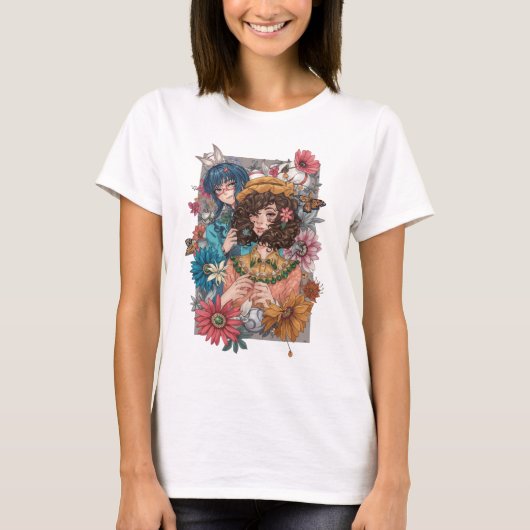 Fille Boho avec T-Shirt Floral (Devant)