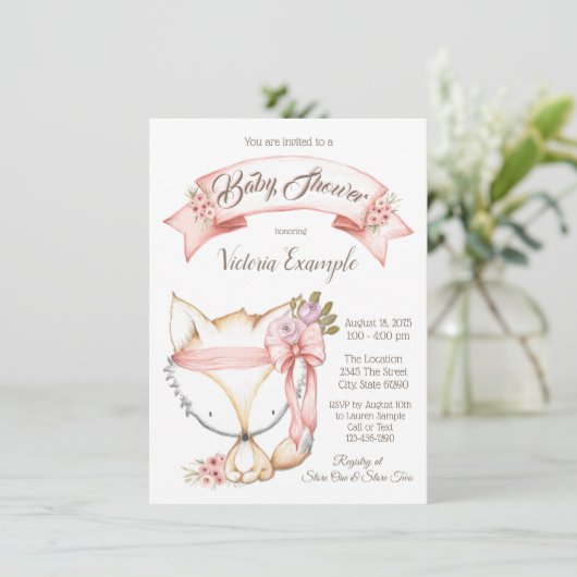 Fille Boho Fox Baby Shower Invitations (Debout devant)