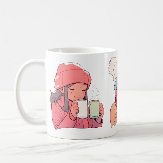Fille Boire Avec Une Mug (Gauche)