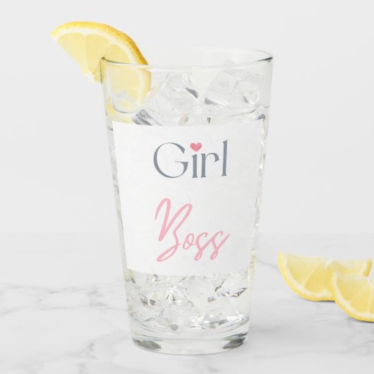 Fille Boss Word Texte Minimaliste Verre Tumbler (Devant glace)
