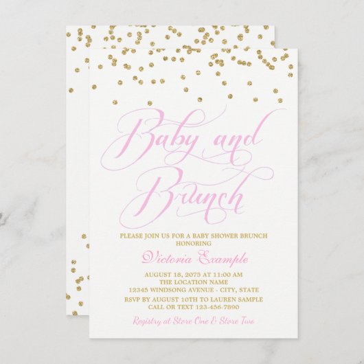 Fille Brunch Bébé Douche Invitations (Devant / Derrière)
