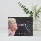 FILLE : BUBBLES : ART : FÊTE : INVITATION (Debout devant)