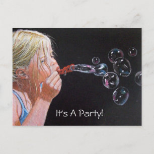 FILLE : BULLES : ART : PARTIE : INVITATION