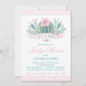 Fille Cactus Baby Shower Invitations (Devant)