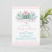 Fille Cactus Baby Shower Invitations (Debout devant)