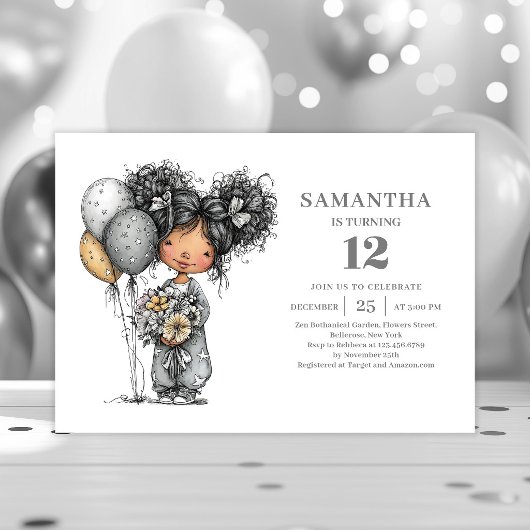 Fille Capricieuse et Fantaisiste Invitation d'anni