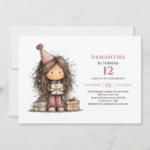 Fille Capricieuse Invitation Anniversaire 4 Ans Ki (Devant)