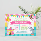 Fille Carnaval Cirque Anniversaire Invitations (Debout devant)