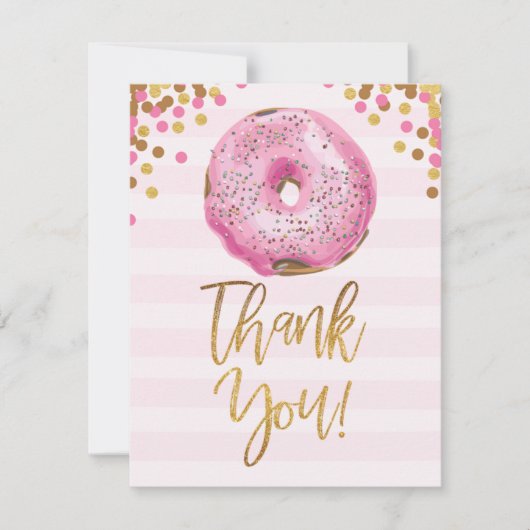 Fille Carte de remerciements Baby shower Donut ros (Devant)