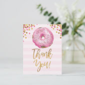 Fille Carte de remerciements Baby shower Donut ros (Debout devant)