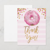 Fille Carte de remerciements Baby shower Donut ros (Devant / Derrière)