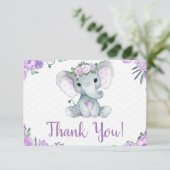 Fille Carte de remerciements Eléphante Violette (Debout devant)