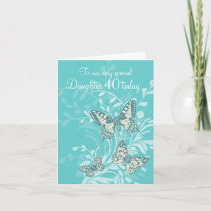 Fille carte papillons de 40e anniversaire
