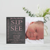 Fille Chalkboard photo Sip and See Invitation (Debout devant)
